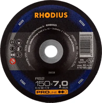 Brusný kotouč Rhodius 200238 | Brusný kotouč 150 x 7,0 x 22,23 mm vypouklý, RS2