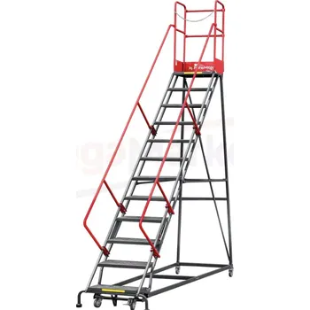 Regalydoskladu Mobilní plošinový skladový žebřík H:306 cm - 12 schodů