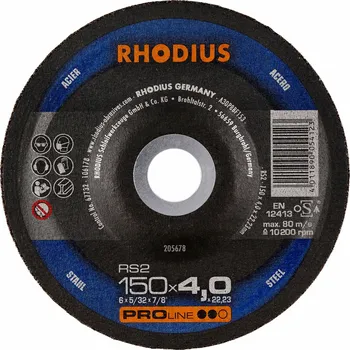 Brusný kotouč Rhodius 205678 | Brusný kotouč 150 x 4,0 x 22,23 mm vypouklý, RS2