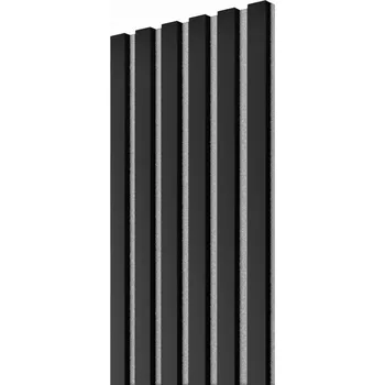 Lamele 3D Akustický panel - ČERNÝ, MDF + FOLIE FINISH, ŠEDÝ akustický podklad FILC, 300 x 2750 mm