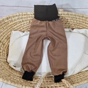 Yháček Softshellové kalhoty Yháček, podzim, karamel/černá Velikost: 128