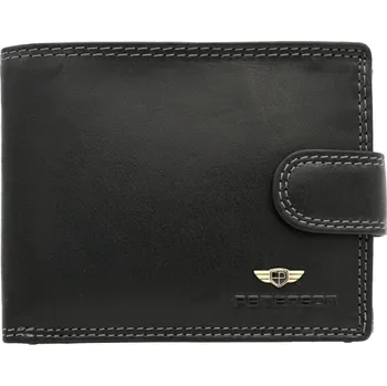 Peněženka Černá kožená peněženka Peterson 0305L na upínku s originální krabičkou