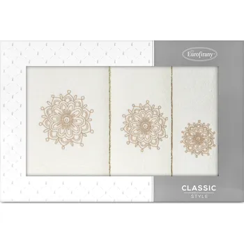 Kosmetická sada Dárková sada ručníků ROSETTE - krémová, vyšívaná mandala