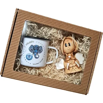 Dárková krabička Supeko plecháček 300 ml s andílkem dárkový balíček