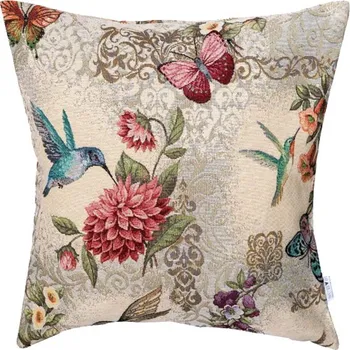 Dekorativní polštářek Dekorační polštář kolibříci s květy, 45x45 cm