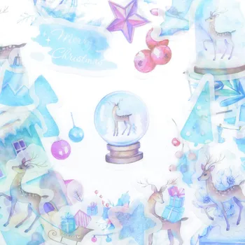 Náplň do diáře CuteArt Washi samolepky - Blue Christmas, 40 ks