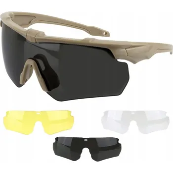 Vybavení pro přežití POLARIZOVANÉ TAKTICKÉ BRÝLE, UV 400 OCHRANA OČÍ, barvy na vyber / khaki (TAKTICKÉ - celá vojenská specifikace ideální pro střelbu a extrémní sporty 3 vyměnitelné polykarbonátové zorníky Jasno S0 (80-100%) - soumrak a soumrakové podmínky Žlutá S2 (60-80%)