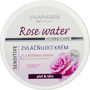 Tělový krém Vivaco Vivapharm Rose Water Hydrocare Sensitive zvláčňující krém s růžovou vodou 200 ml