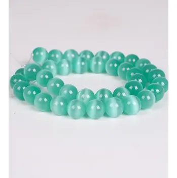 Materiál na výrobu šperku Cats Eye korálky 6mm - 65Ks - Světle Zelená