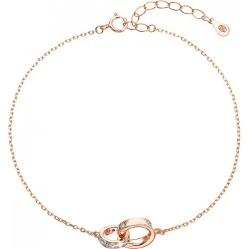 Náramek Pozlacený stříbrný ROSE náramek kroužky se zirkony 13032.1 crystal