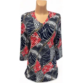 Dámská tunika dámské halenky, Barva Červená, Velikost XXXL56, Materiál 96% Viskoza 4% Lycra