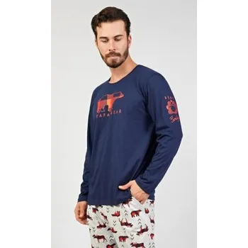 Pánské pyžamo Pánské pyžamo dlouhé Vienetta Secret Papa bear tmavě modrá XXL