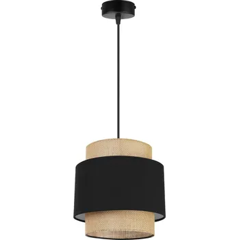 Závěsné svítidlo Boho, 1x jutové/černé textilní stínítko