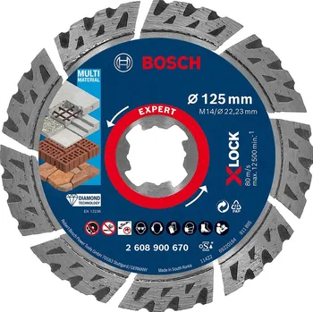Řezný kotouč BOSCH Diamantový dělicí kotouč EXPERT MultiMaterial X-LOCK 125 × 22,23 × 2,4 × 12 mm 2608900670 free_store_pickup
