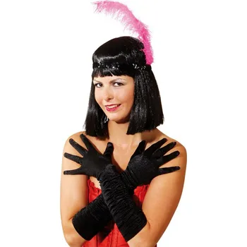 Karnevalový kostým Dámské řasené rukavice - Černé