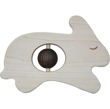 Výuková hračka Wooden Story Chrastítko - Zajíček