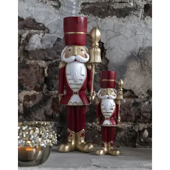 Vánoce J-Line by Jolipa 2ks červená vánoční dekorační soška Louskáček L - 7*5*26 cm