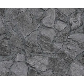 Tapeta Vliesová tapeta černé kameny, kamenná stěna 389367 / 3893-67 Tapety na zeď Terra (0,53 x 10,05 m) A.S.Création