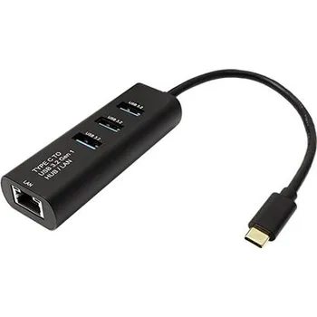 USB hub STANDARD Multiport adaptér USB 5Gbps, USB C(M) -> 1Gb LAN + Hub 3x USB3.0 A(F) (S1431) - 12.96.1431