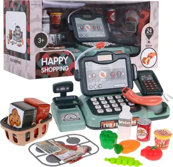 Hra na obchod BeibeGood Happy Shoping dětská elektronická pokladna s příslušenstvím 26 x 13 x 14 cm