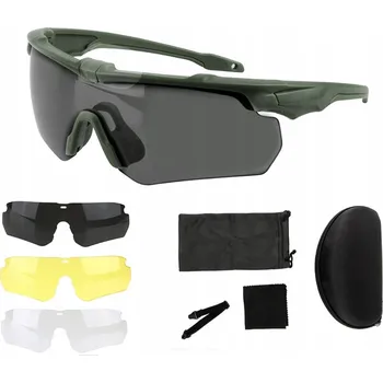 Příslušenství pro sportovní střelbu POLARIZOVANÉ TAKTICKÉ BRÝLE, UV 400 OCHRANA OČÍ, barvy na vyber / zelene (TAKTICKÉ - celá vojenská specifikace ideální pro střelbu a extrémní sporty 3 vyměnitelné polykarbonátové zorníky Jasno S0 (80-100%) - soumrak a soumrakové podmínky Žlutá S2 (60-80%)