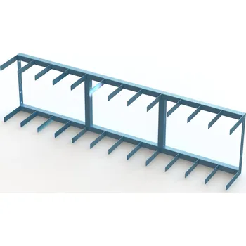 Dílenský regál CORYNOR Modul průmyslového regálu na hutní materiál – vertikální uložení tyčí - úzký