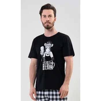 Pánské pyžamo Pánské pyžamo šortky Vienetta Secret Opice černá S