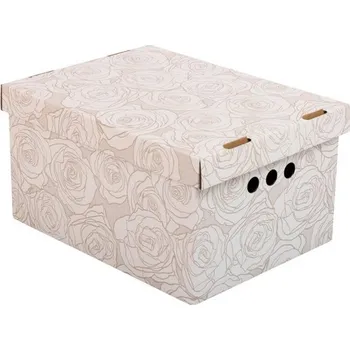 Úložný box Dekorativní kartonová krabička RŮŽE KVĚTINY A4 úložný box, velikost 33x25x18cm (Dekorativní krabice. Box je vyroben z pevné lepenky a hodí se ideálně k přechovávání různých předmětů jako je oblečení, hračky, knihy a jiné drobnosti. Díky dekorativnímu poti