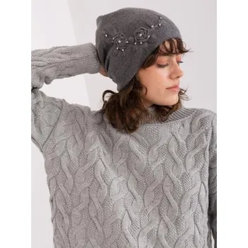 Čepice Dámská čepice s aplikací NERTA tmavě šedá