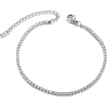 Náramek B-TOP Tenisový náramek z nerezové oceli se zirkony stříbrná 16 + 3 cm