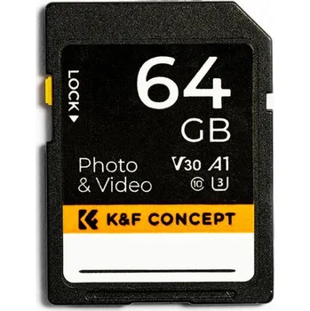 Paměťová karta K&F 64GB tracking camera memory card U3 V30 read speed up to 90MB/s, 4K UHD for digital cameras
