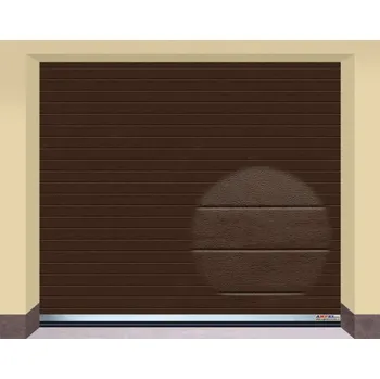 Garážová vrata AMPEL s.r.o. Sekční garážová vrata HNĚDÁ RAL 8014 L 255×235 cm s elektrickým pohonem - Montáž do rodinného domu - 3 000 Kč