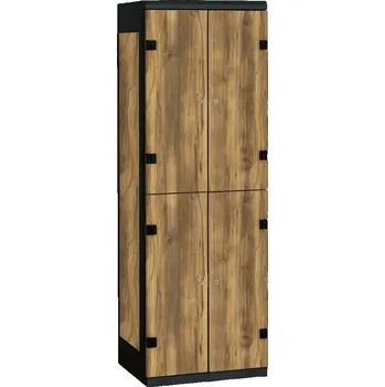 TRITON šatní skříň se 4 boxy s lavicí kov-lamino T2195, černá - dub Baroque Amber + doprava zdarma