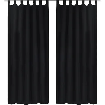 vidaXL Mikrosaténové závěsy s poutky, 2 ks, 140x175 cm, [130359] Barva: Černá