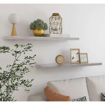 police vidaXL Plovoucí nástěnné police 2 ks 90 x 23,5 x 3,8 cm MDF [326604] Barva: Betonová šedá