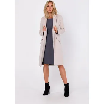 Dámský kabát Elegantní kabát MOE M758 béžový EU velikost: S