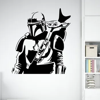 Samolepící dekorace Živá Zeď Samolepka na zeď Mandalorian a Grogu Barva: černá