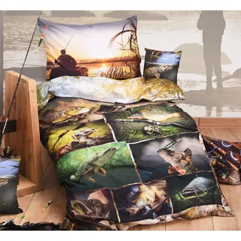 Povlečení JIMI Textil Dětské povlečení RYBAŘENÍ 140 x 200, 70 x 90 cm zipový uzávěr