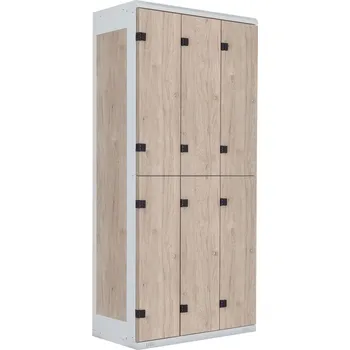 TRITON šatní skříň se 6 boxy kov-lamino T1970, šedá - ořech Light Rockrord + doprava zdarma