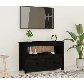 Televizní stolek vidaXL TV skříňka 79x35x52 cm masivní borové dřevo [821501] Barva: Černá
