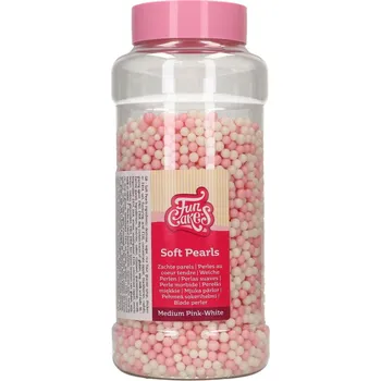 Jedlá dekorace na dort FunCakes Soft Pearls - perly střední bílo-růžové 500g