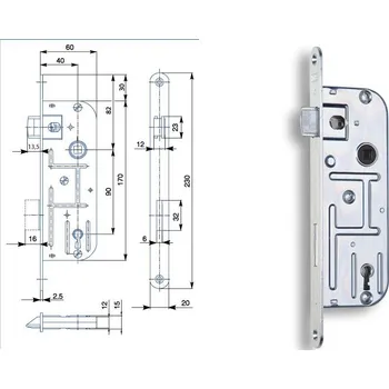 zadlabací zámek Zámek zadlabací 02-03 90/60 P-L Zn