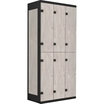 TRITON šatní skříň se 6 boxy kov-lamino T1970, černá - beton + doprava zdarma