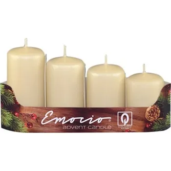 Emocio Adventní svíčky stupňovité 4ks prům.40mm perla krémové