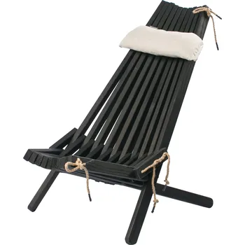 Vingo Skládací zahradní dřevěné křeslo s polštářkem - černé