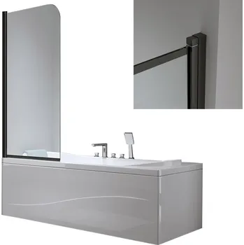 Vanová zástěna BPS-koupelny Jednodílná vanová zástěna HYD-PR01 80x140 černá/transparent