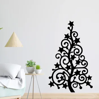Samolepící dekorace Živá Zeď Samolepka na zeď Vánoční strom hvězda Černá