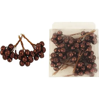 Vánoční ozdoba MOREX, s.r.o. Bobule hnědé 1,2 cm 8 svazků