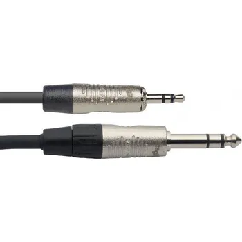 Audio kabel Stagg NAC2MPSPSR, propojovací kabel Jack 3,5 mm - Jack 6,3 mm stereo, 2m