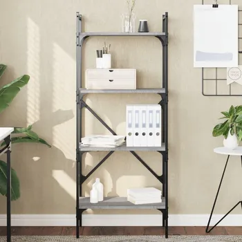 vidaXL Knihovna se 4 policemi 56x31,5x138,5 cm kompozitní dřevo [833339] Barva: šedá sonoma